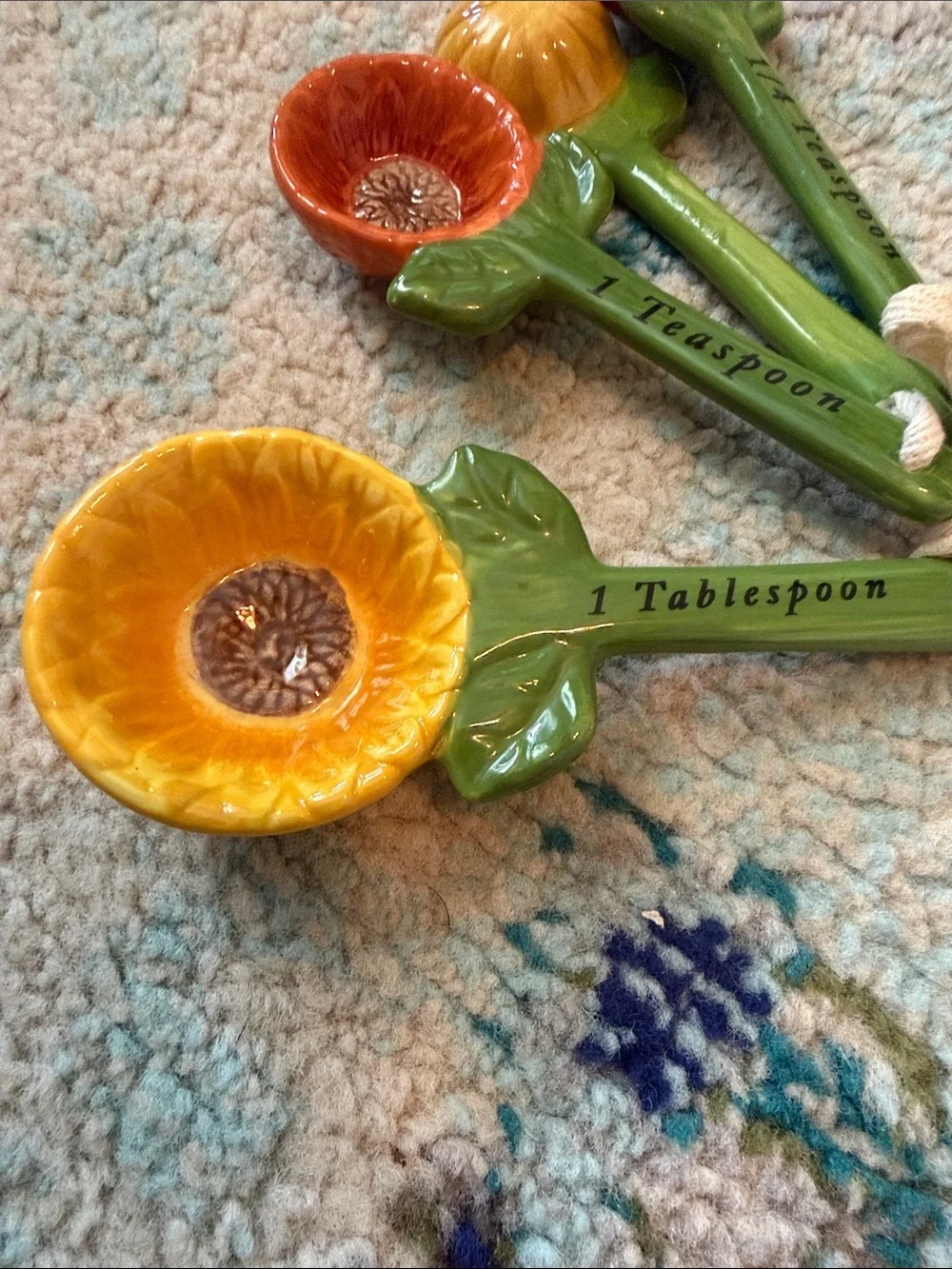 Pier 1 Ceramic Sunflower Measuring Spoon Set - Yellow, Orange, Red